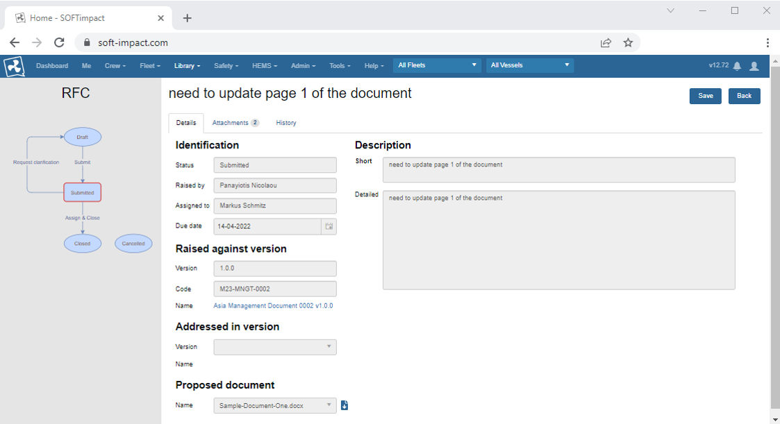 QUALITYimpact requests for change